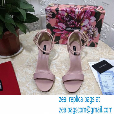 Dolce  &  Gabbana Heel 10.5cm Leather Sandals Light Pink with Baroque D & G Heel 2021